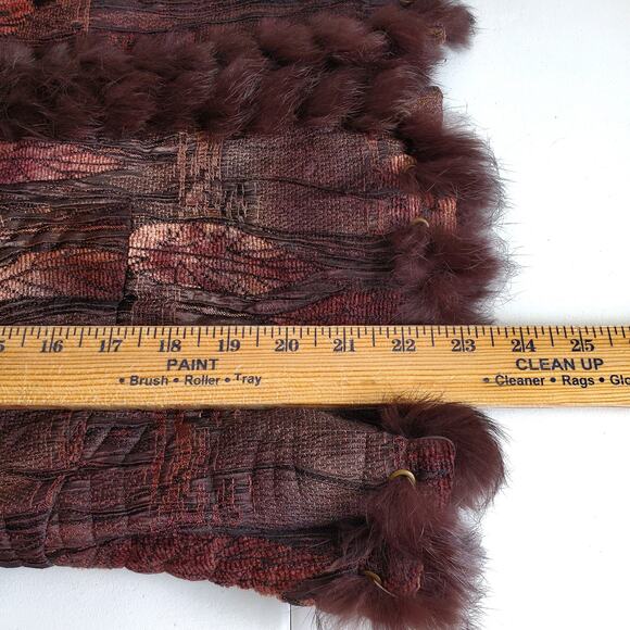 Vtg 90s Women Brown Fur Trim Tapestry Jacket M Fall Artsy Boho Maximalist Funky - Picture 12 of 12